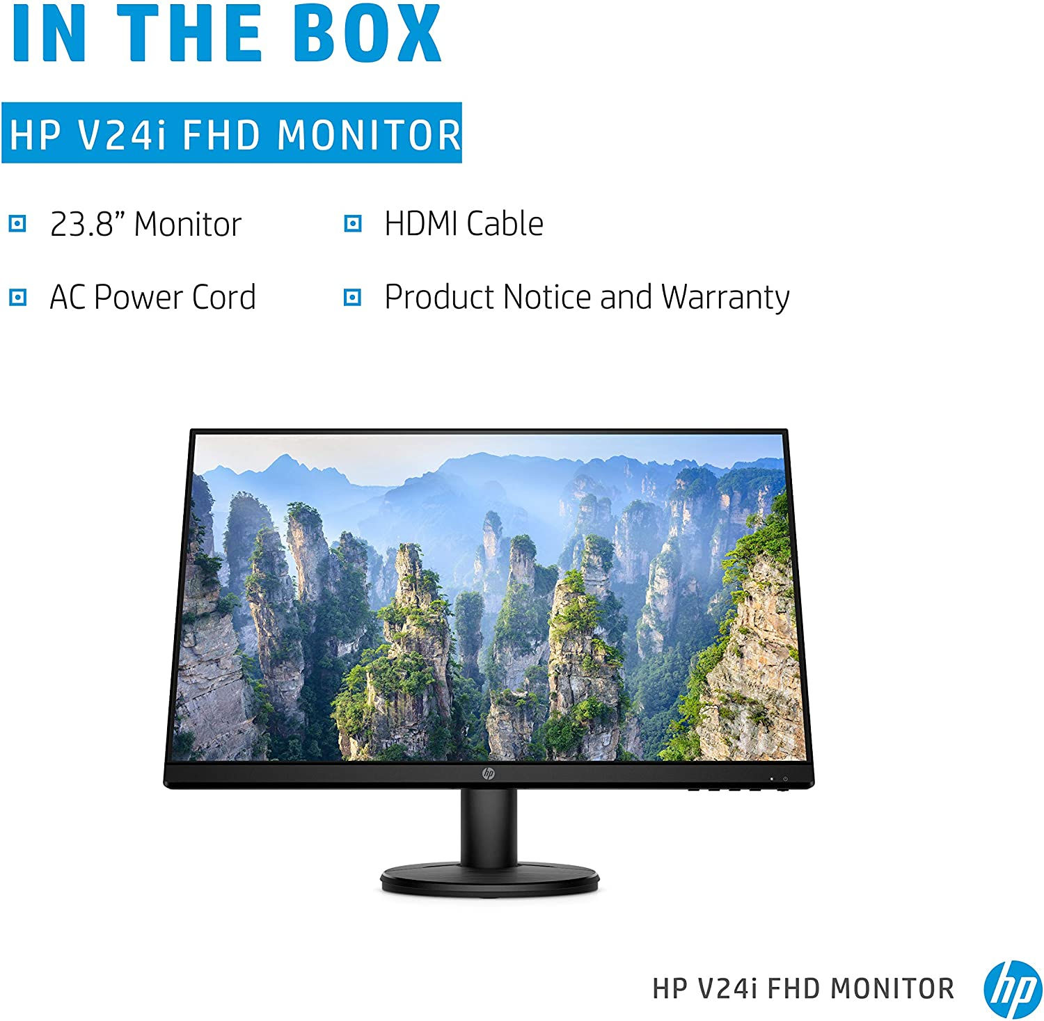 HP V24i FHD Monitor | 23.8-inch Diagonal Full HD Computer Monitor with IPS Panel and 3-Sided Micro Edge Design | Low Blue Light Screen with HDMI and VGA Ports | (9RV15AA#ABA)